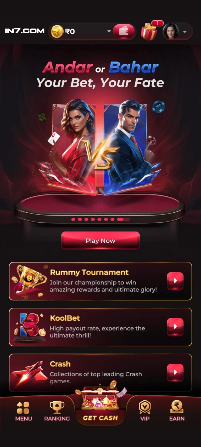 IN7 Game App Dashboard